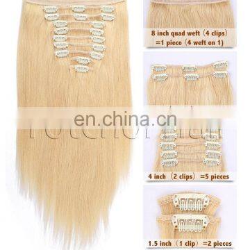 Hot Selling Qingdao Yotchoi Hair Clip In Hair Extension 7A Grade Brazilian Virgin Human Hair Extension