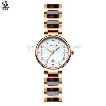 XINBOQIN Dropshipping Custom Wholesale Fashion Lady Simple Design Quartz Brand Name Water Resistant Acetate Watch