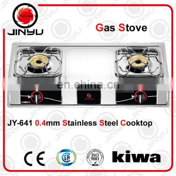 sales hot 2 burner 0.4mmstainless steel cooktop kitchen appliance gas stove/gas cooker