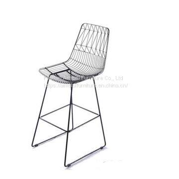 Modern rose gold high legs metal mesh bar chair