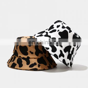 Autumn Winter Unisex Bucket Hats Wool caps Cow leopard zebra design Sunscreen Men Women Sunbonnet Fedoras Fisherman hats