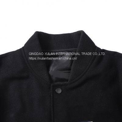 HOT SALE 2021 NEW FASHION MEN'S WOOL/POLYESTER MELTON BASEBALL GENUINE LEATHER JACKET photo-5