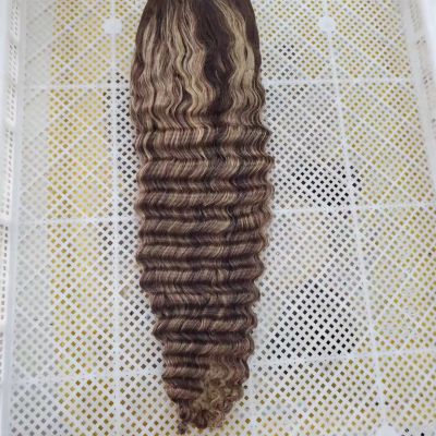 KHH Natrual Black Blonde Highlights Wig Mix Color Deep Wave Curly Pre Plucked HD Transparent Lace Front Raw Virgin Human Hair Wigs