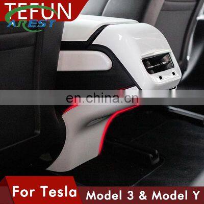 For Tesla Model 3 Y Carbon Fiber ABS Model Three 2020 White Red Car Accessories Model3 Air Outlet Lower Decorative Cover