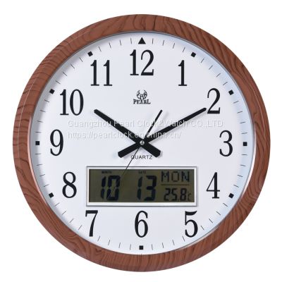 Wholesale Large Size LCD Quartz Wall Clock/LCD Clock with Daytime/Month/Year/