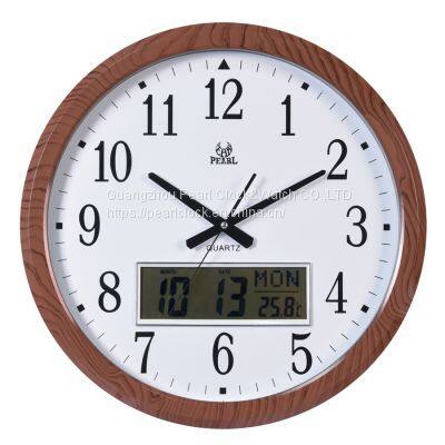 Wholesale Large Size LCD Quartz Wall Clock/LCD Clock with Daytime/Month/Year/
