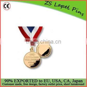 Custom quality free artwork design Volunteer Medal with Neck Ribbon