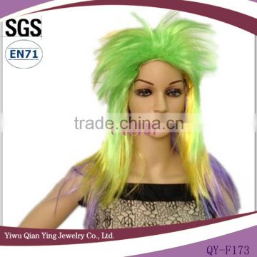 long straight synthetic multi color mixed punk wigs