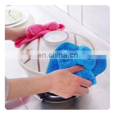 Korean Style Soft Coral Velvet Hanging Microfiber Towel Kitchen Hand Towel Blue White Kitchen Tea