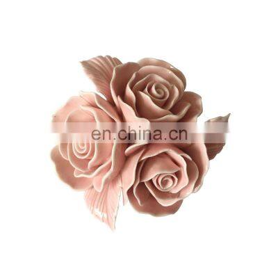 custom luxury hand crafted interior wedding Office Living ceramic lotus rose flower figurine for home accessories decor