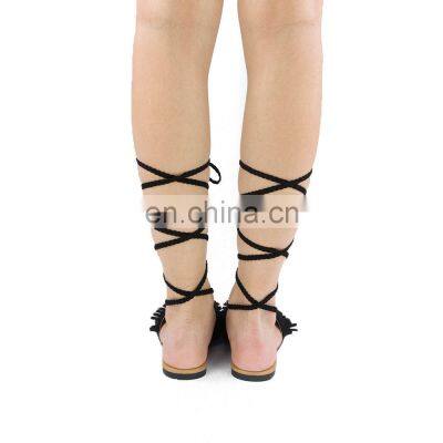 Ladies Beautiful Fashion Design Flat Lace up Sandals Shoes Women's Evening Dress Shoes photo-3