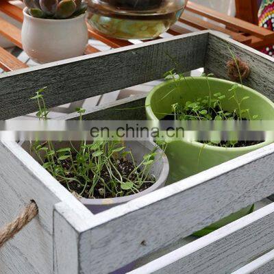 Set of 3 Gardening Wedding Vintage Country Chic Rustic Distressed Style Decorative Storage Wooden Crates photo-4
