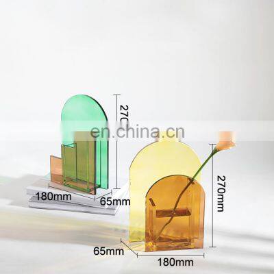 Wholesale Wedding New Clear Glass High Quality Cheap Nordic Colourful Acrylic Flower Vase photo-5