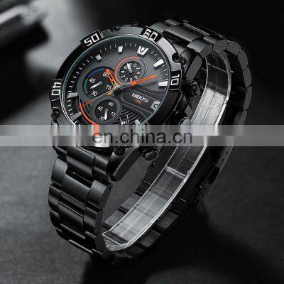 NIBOSI Mens Fashion Casual Quartz Chronograph Watches Fashion Luminous Stainless Steel Band Wristwatches for Men Custom 2524