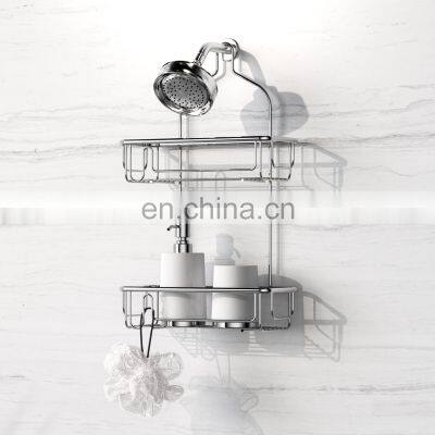 Metal Stainless Steel Rust Proof Shower Shelf Caddy No Drilling Bathroom Shower Storage Rack Hanging Shower Caddy photo-2