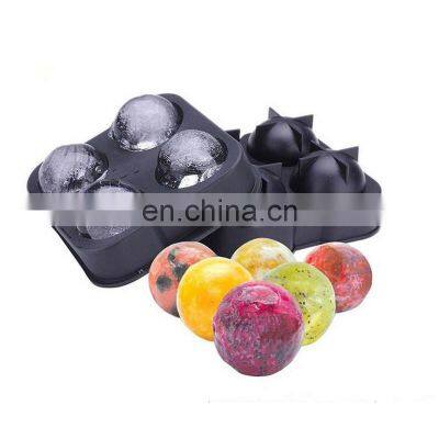 Food Grade Custom 4 Cavity Ice Ball Tray Silicone Ice Ball Mold