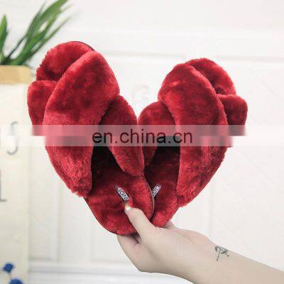 2020 Winter New Furry House Slippers High Quality Pu Opp Bag 10 Days 10 Colors PU and Fur Confortable Sandals 4 Pairs PT94949(5)