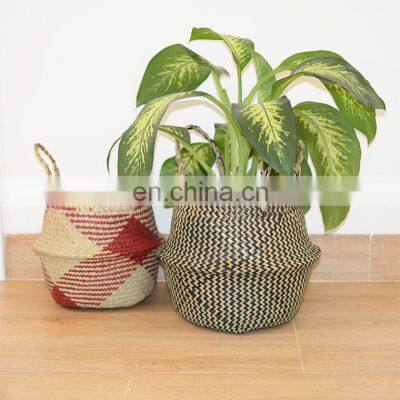 Handmade sea-grass weave storage basket wall hanging plant woven sea grass basket for  Home Decoration