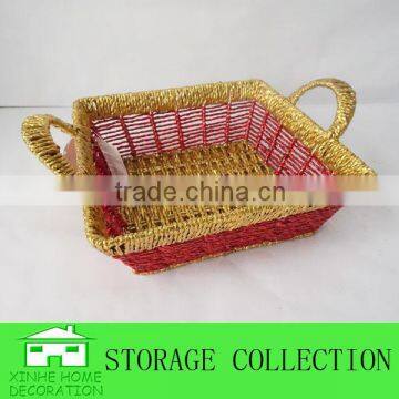 Square Shape Colorful Paper Rope Woven Festival Basket