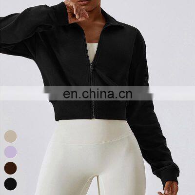 Custom Activewear Breathable Running Tops Workout Wear Full Zip Long Sleeve Gym Fitness Jackets Yoga Jacket For Women photo-5