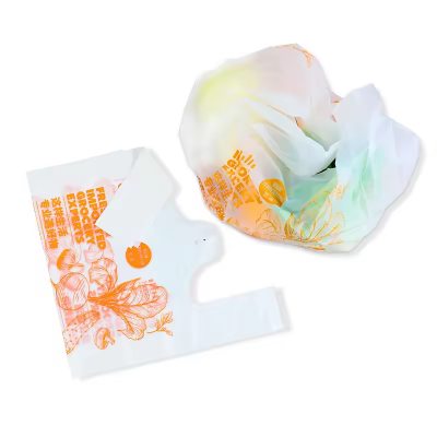 China Factory Direct Custom Logo Eco Friendly Reusable Die Cut Grocery Shopping T-shirt Bag photo-2