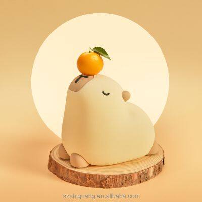 EGOGO New Cute Capybara Rechargeable Dimmable Led Night Light long life Silicone Lamp