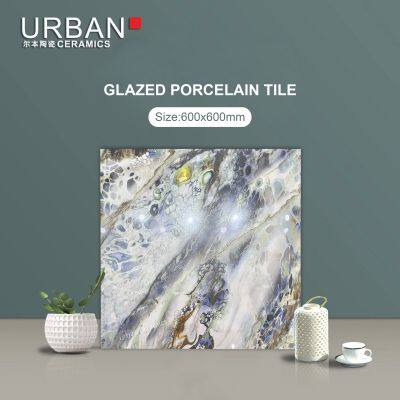 Luxury Hotel Golded 600X600mm Ceramic Non Slip Glazed Rustic Porcelain Floor Wall Tile photo-3