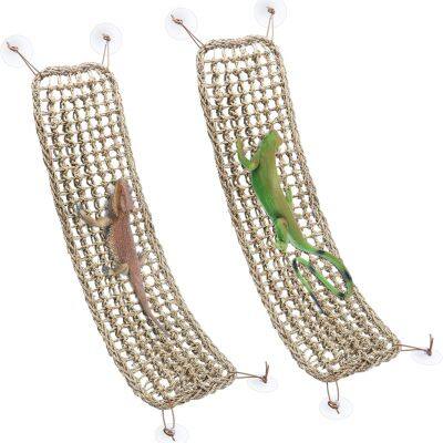 Bearded Dragon Hammock Lizard Reptile Climbing Lounger Seagrass Fiber Habitat Tank Accessories Jungle Toys for Hermit Crab Gecko