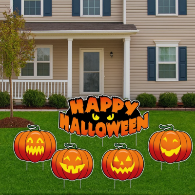 Gros de pancartes animées d'Halloween pour la cour – Décorations de fête en polypropylène (PP) pour l'extérieur, pour la maison et le jardin
