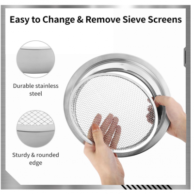 Soil Sifter Stainless Steel Riddle Sieve Set for Gardening With 5 Sizes 8