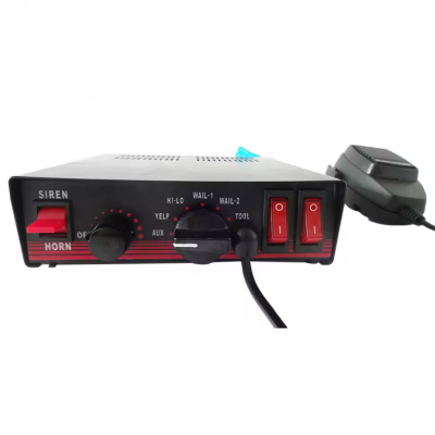 100w Siren 7 Tones Electronic Siren Emergency Handhold Microphone Light Control Switches Warning Siren Amplifier