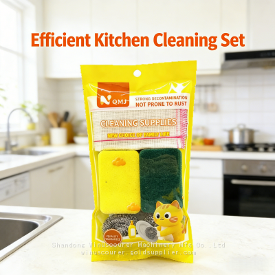 Wholesale Stainless Steel Scourer Kitchen Clean Sponge Pad Set photo-5