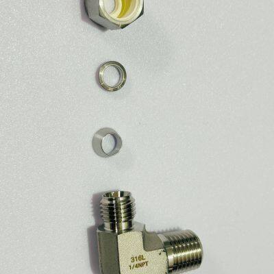 316L Edelstahl NPT männlicher Gewindeanschluss zu Doppelferrule-Knieverbinder Hochdruck