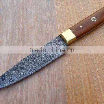 udk h35" custom handmade Damascus hunting kinfe with walnut wood and brass bolster