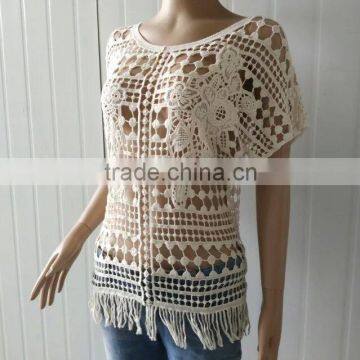 Summer Tops Hot Cotton Embroidery Lace Fabric Vest for Women T-shirt photo-3