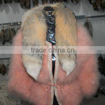 New Fashion Women Real Fur Scarf Genuine Fox Tail Fur Collar Accessories