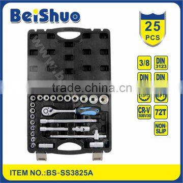 3/8"DR 25PCS high quality metal box socket tool set hand tool