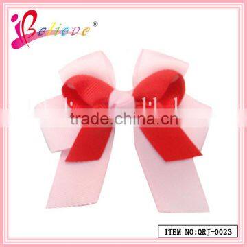 No fade no smell handmade ribbon bow hairgrips wholesale cheer bows hair clip (QRJ-0023)