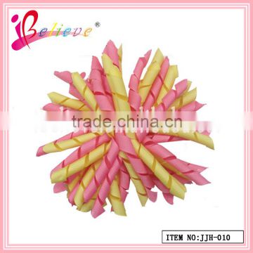 2013 Factory wholesal best sale hair accesories fancy curly ribbon hair bow clip (JJH--010)