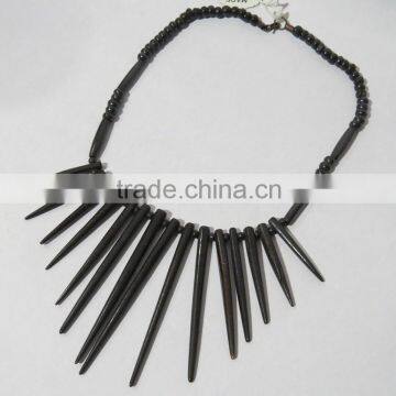 Bone Spike Carved Tribal Necklace Gypsies Jewelry Mexican Beads photo-2