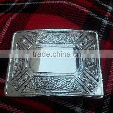 Celtic Design Kilt Belt Buckle In Chrome Finished Made Of Brass Material