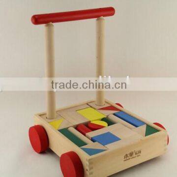 Wooden baby walker with blocks toy