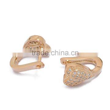 Earring, Fashion Gold Jewelry Crystal Zircon Setting Stunning Heart Shape Hook Brass Earring, Earring Jewelry Wholesale P9304