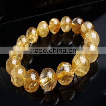 Bracelet Natural Titanium Golden Rutile Plane Roundel Beads