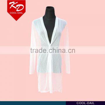 Newly launched floral pattern hollow design ladies long sleeve fancy tops