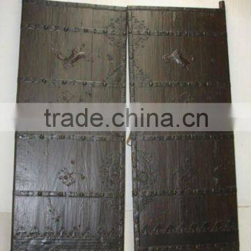 Chinese antique big black elm wood door