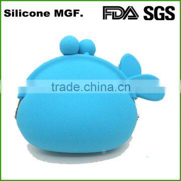 Shinerin baby blue fish design silicone purse wallets for coin holder