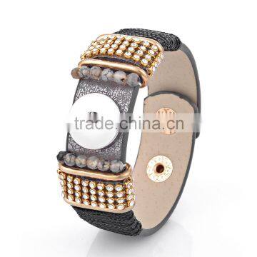 2015 Cheap PU Leather Charm Bracelet DIY Snap Jewelry 18mm Ginger Snap Button Bracelet Pulseras Snap Bracelets photo-5