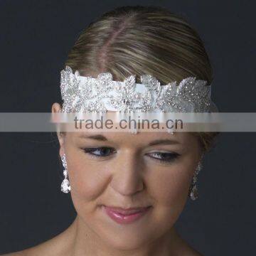 Beaded Floral Leaf Headband Wedding Hair Jewelry