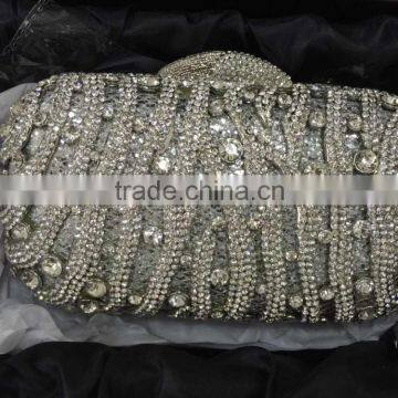 silver crystal and rhinestone evening purses handbags for lady